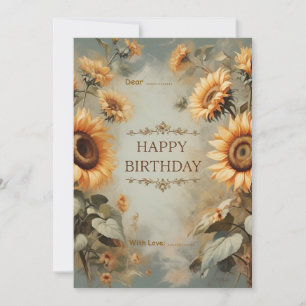 Birthday Custom Sun Flowers Floral Holiday Card