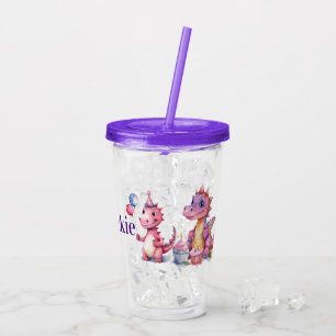 Birthday Customise Dinosaurs  Acrylic Tumbler