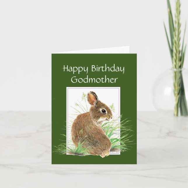  Birthday Cute Bunny Rabbit Best Godmother Ever  Card (Front)