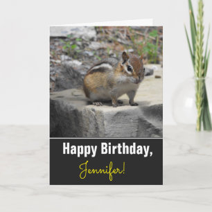 Birthday + Cute Chipmunk Like Critter on a Rock Card