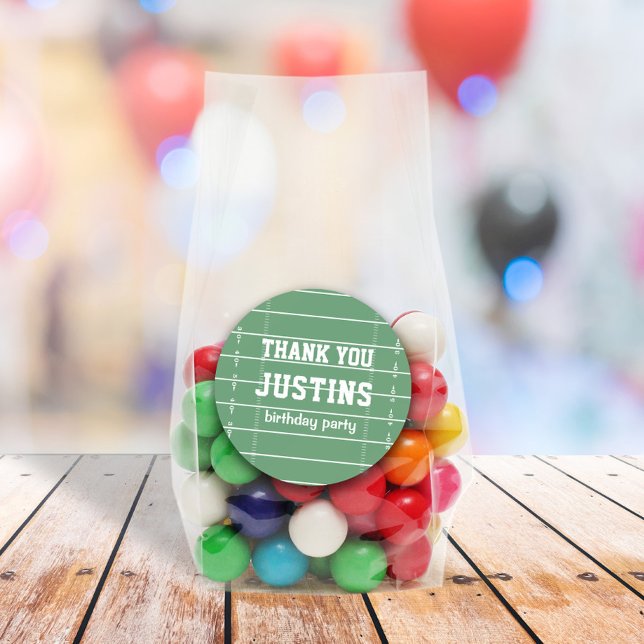 Birthday Cute Sports Football Field Thank You  Classic Round Sticker (Creator Uploaded)