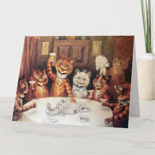 BIRTHDAY CUTE VINTAGE CAT GREETING CARD