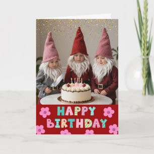 Birthday Cutting the Cake with Your Gnomies Card