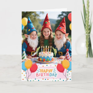 Birthday Cutting the Cake with Your Gnomies Card