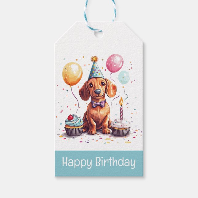 Birthday Dachshund Dogs Gift Tags (Front)
