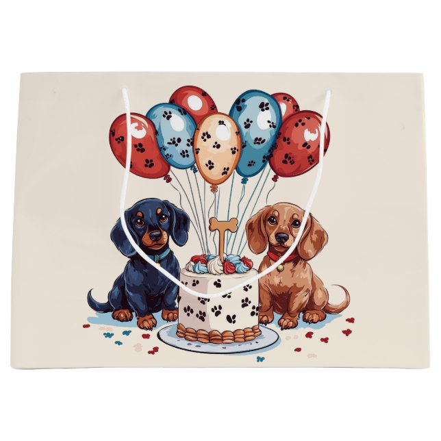 Birthday Dachshund Dogs Large Gift Bag (Front)