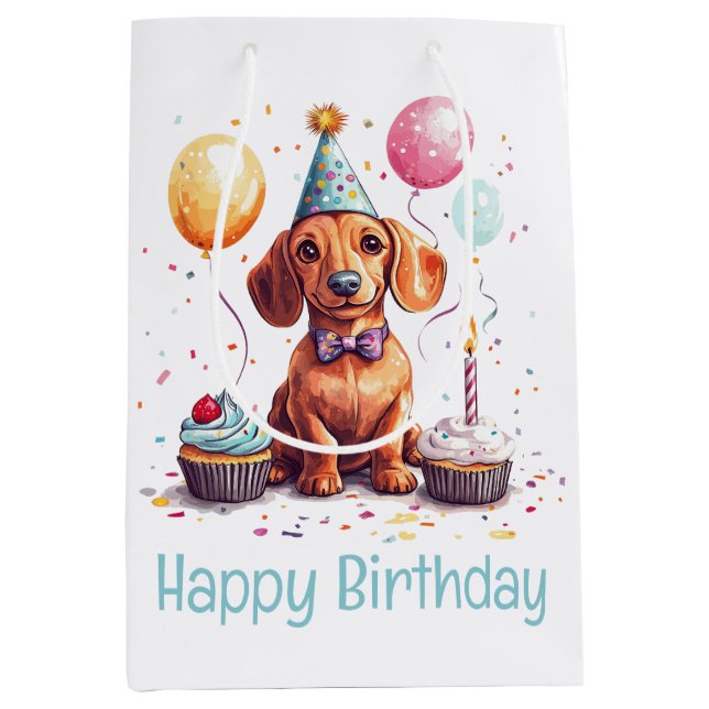 Birthday Dachshund Dogs Medium Gift Bag (Front)