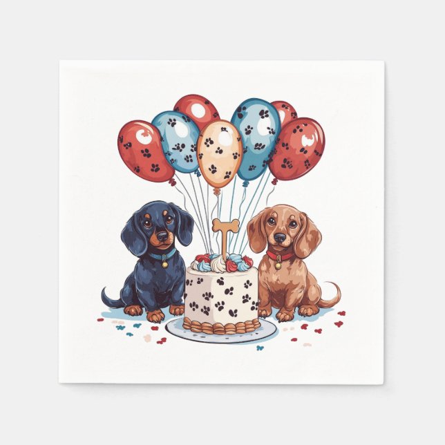 Birthday Dachshund Dogs Napkin (Front)