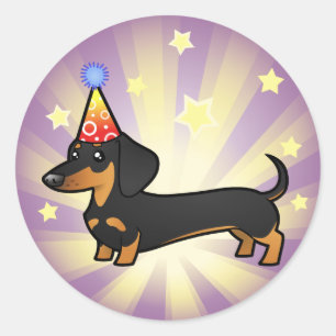 Birthday Dachshund (smooth coat) Classic Round Sticker