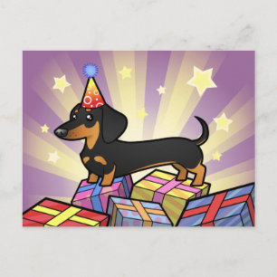 Birthday Dachshund (smooth coat) Postcard