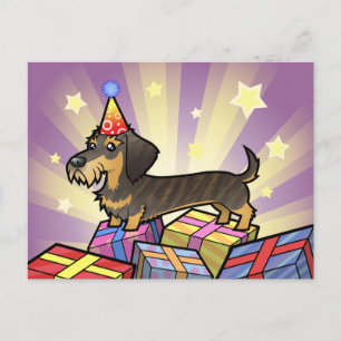 Birthday Dachshund (wirehair) Postcard