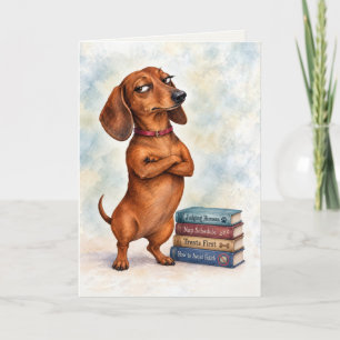 Birthday Dachshund with Fun Books Card