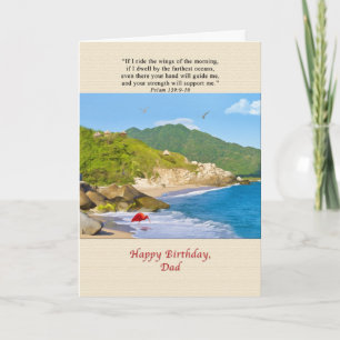 Birthday, Dad, Beach, Hills, Birds Card