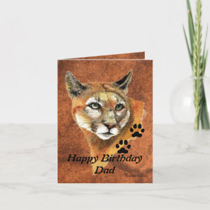 Birthday Dad Cougar, Puma, Mountain Lion Animal Card