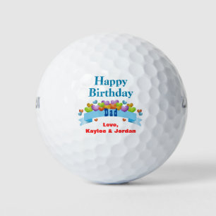 Birthday Dad Father Golfer Cute Hearts Add Name Golf Balls