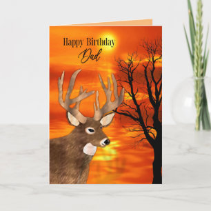 Birthday Dad Large Buck Sunset Nature Scene Card