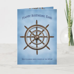Birthday, DAD, Ship's Wheel, Helm Card