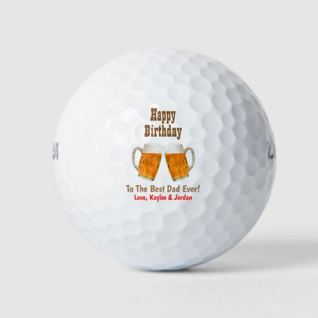 Birthday Dad World's Best Ever Beer Cheers Golf Balls (Front)