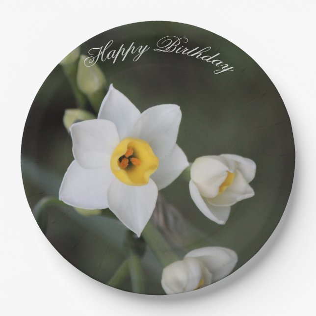 Birthday Daffodil Paper Plate (Front)