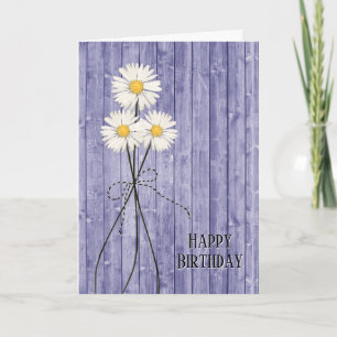 Birthday Daisies On Purple Wood Card