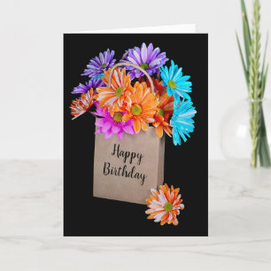 Birthday Daisy Bouquet In Paper Bag Card