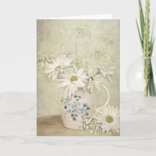 Birthday Daisy Bouquet in Vintage Pitcher Card