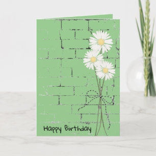Birthday Daisy Bouquet on Brick  Card