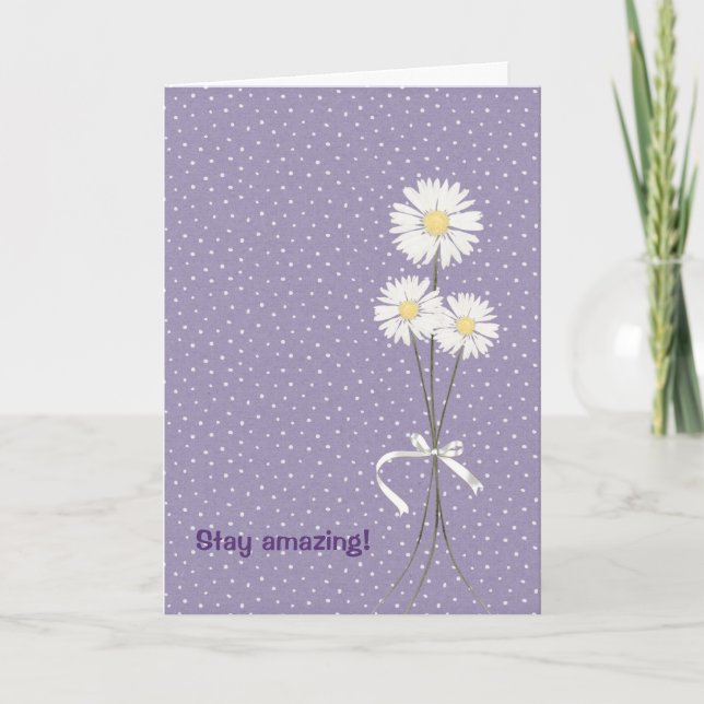 birthday daisy bouquet on pin dots card (Front)
