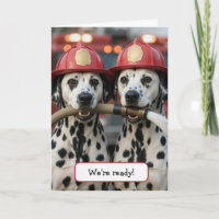 Birthday Dalmatian Dogs Holding a Fireman Hose