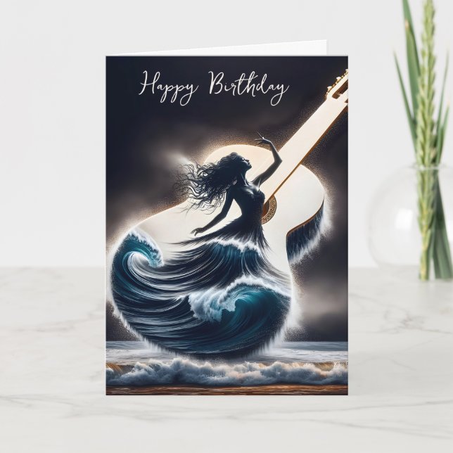Birthday Dancer In Guitar Wave Card (Front)