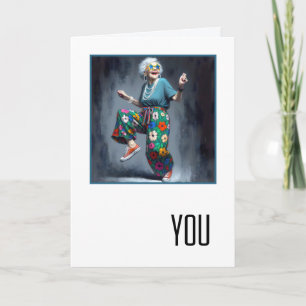 Birthday Dancing Old Lady Card
