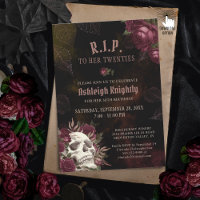 Birthday Dark Skull and Roses RIP Twenties