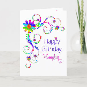 Birthday, Daughter,  Abstract Floral-Vivid Colours Card