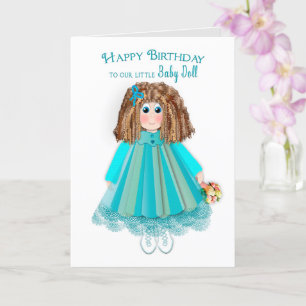 Birthday, Daughter, Baby Doll Curly Hair and Dress Card