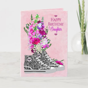 Birthday, Daughter, Fancy Sneakers black/White Card