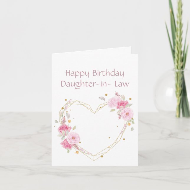 Birthday Daughter in Law Flower Heart Card (Front)