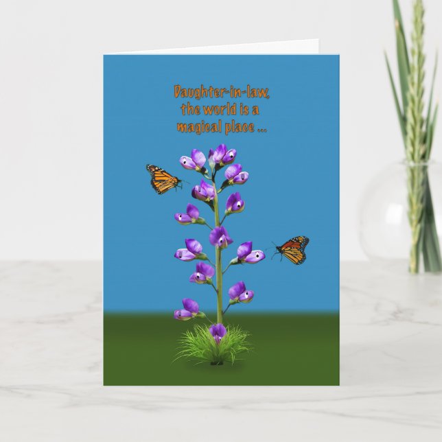 Birthday, Daughter-in-law, Flowers and Butterflies Card (Front)