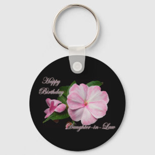 Birthday Daughter-in-law Pink Impatiens Items Key Ring