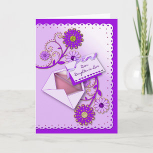 Birthday - Daughter-in-Law - Purple/Flowers/Letter Card