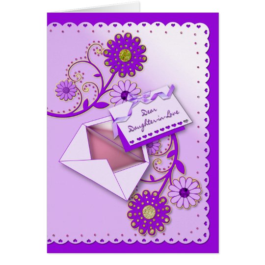 Birthday - Daughter-in-Law - Purple/Flowers/Letter Card