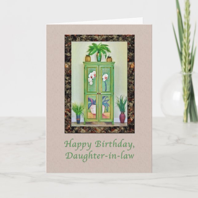 Birthday, Daughter-in-law, Still Life with Cabinet Card (Front)