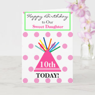 Birthday Daughter Party Hat Flowers Any Age Card