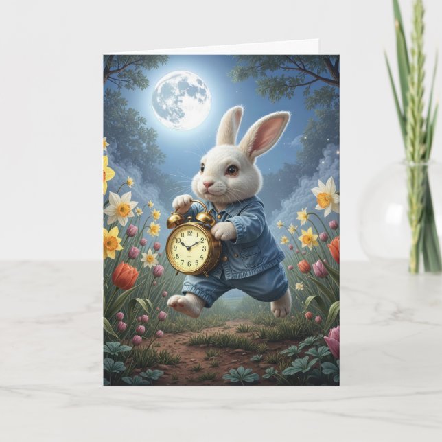 Birthday Daylight Saving Time Bunny Card (Front)