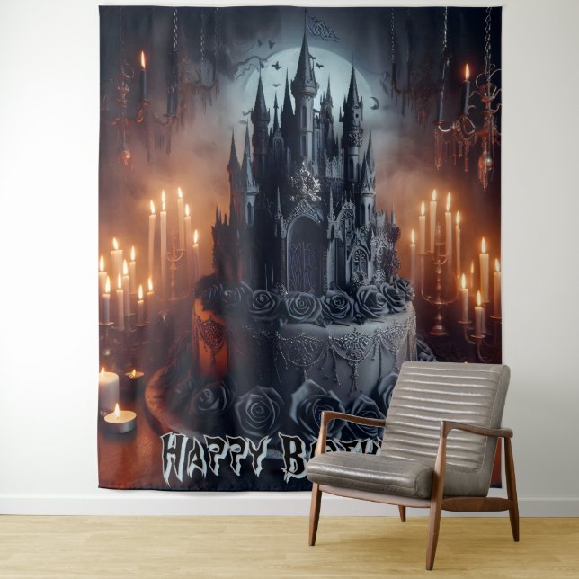 Birthday Decorations  Castle Cake Gothic Banner Tapestry (In Situ)