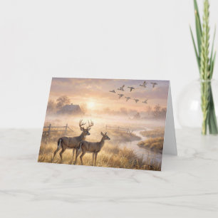 Birthday Deer and Ducks In Morning Mist Card