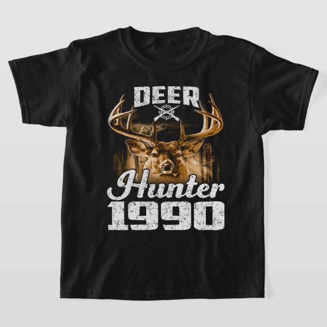 Birthday Deer Hunter 1990 Hunting T-Shirt (Laydown)