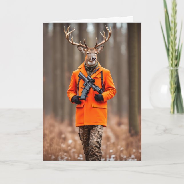Birthday Deer Hunter With Rifle Card (Front)