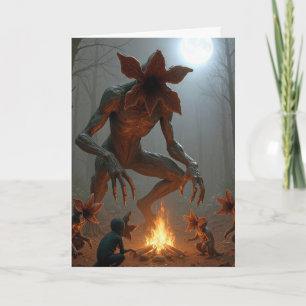 Birthday Demogorgon Creatures Around a Campfire Card