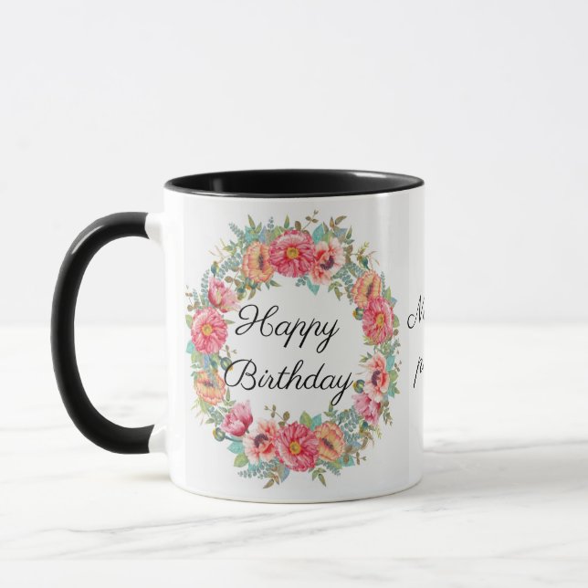 Birthday Design Name & Photo Mug (Left)