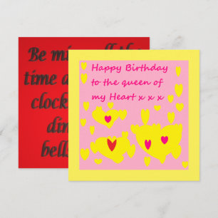 Birthday design pink and yellow with message on